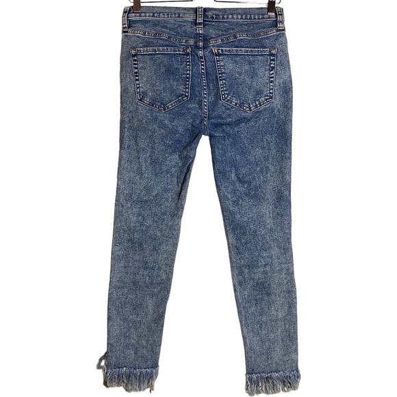 Free People Great Heights Acid Wash Fray Hem Skinny Jeans Stretch Distressed 27 - Picture 3 of 16
